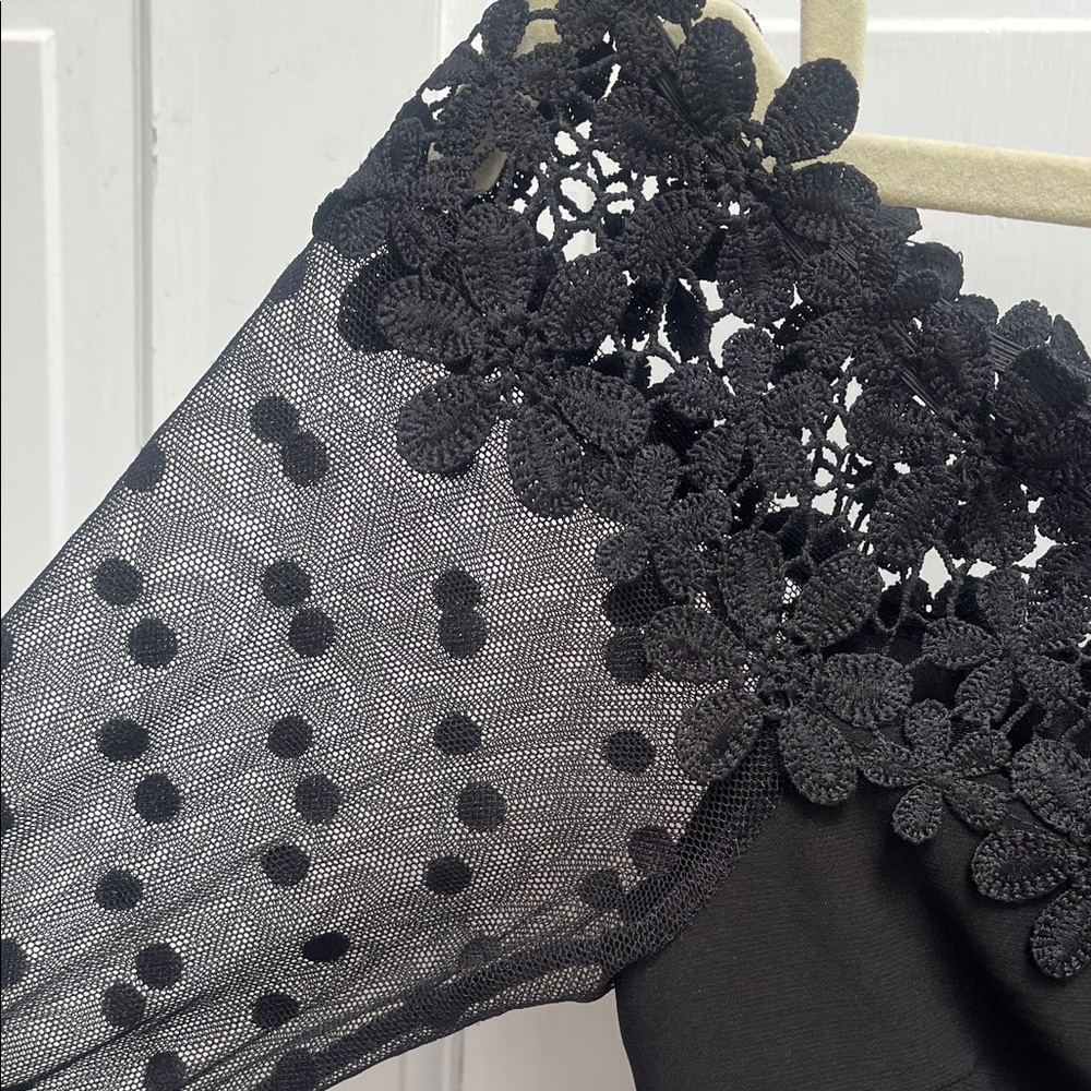 VENUS Black Lace Trim Off-Shoulder Top - Picture 5 of 6